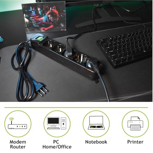Tecnoware FMP5IIG Multipresa 5 Uscite Schuko italiane 10/16 A - Nero TECNOWARE