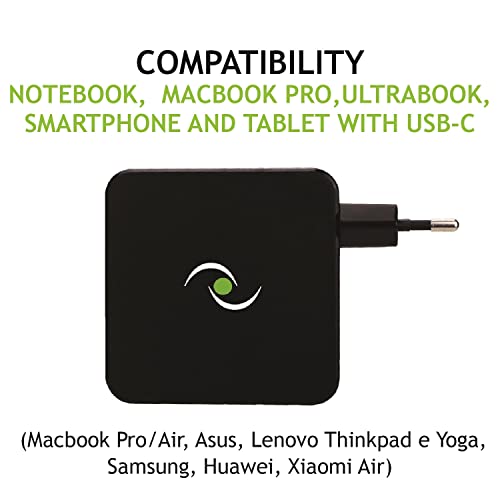 Tecnoware FAU17563 Alimentatore Notebook 65W 5V/3A 9V/3A 12V/3A 15V/3A 20V/3.25A USB-C TECNOWARE