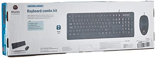 KIT ATLANTIS P013-WK608M-U COMBO KIT TASTIERA USB + MOUSE OTTICO USB - Disponibile in 2-4 giorni lavorativi ATLANTIS