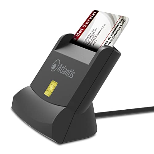 LETTORE ATLANTIS P005-SMARTCRV-U SMART CARD reader VERTICALE per CNS/CRS/TS firma dig. fascic. sanit. siti gov. USB 120cm - Disponibile in 2-4 giorni lavorativi ATLANTIS