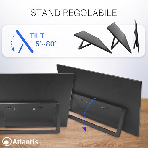 MONITOR PORTATILE ATLANTIS LED 15,6" Wide A05-P156WP IPS 1920x1080 25ms 312cd/m² 600:1 MM 1xMini HDMI 2xUSB-C Cust. Base Piegh. - Disponibile in 2-4 giorni lavorativi ATLANTIS