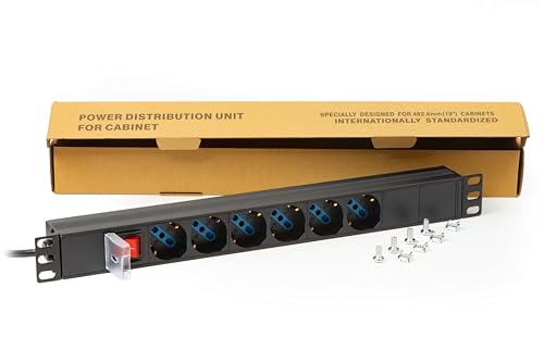 Digitus Multipresa per Rack 19" 6 prese Schucko Spina 16A Nero - Disponibile in 2-4 giorni lavorativi DIGITUS