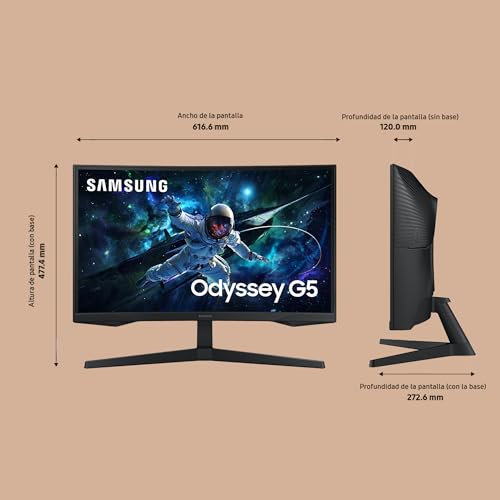 Samsung Odyssey G5 Monitor Curvo Gaming 27" VA 165Hz QHD 1ms HDMI/DisplayPort - Disponibile in 2-4 giorni lavorativi Samsung