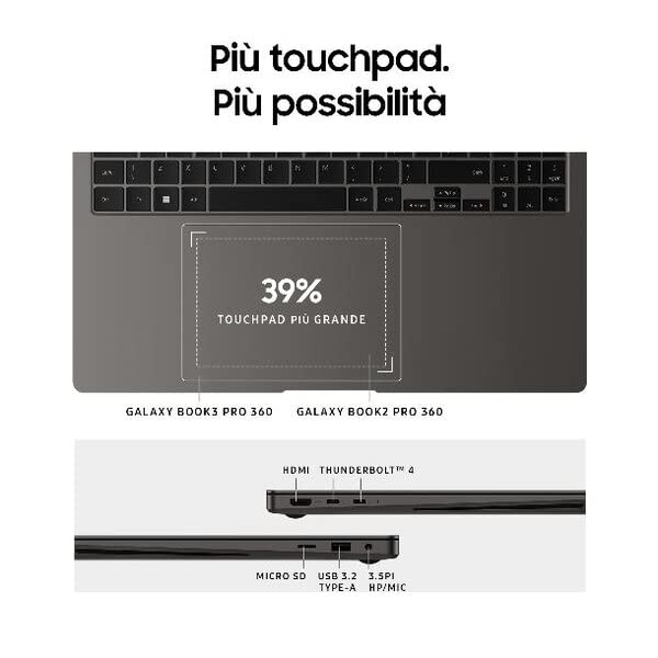 Samsung Galaxy Book3 Pro 360 Intel Core i7-1360P 16GB Intel Iris Xe SSD 512GB 16" Touch WQXGA Win 11 Pro - Disponibile in 2-4 giorni lavorativi Samsung