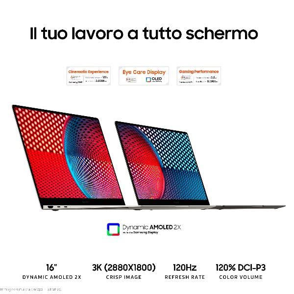Samsung Galaxy Book3 Pro Intel Core i7-1360P 16GB Intel Iris Xe SSD 512GB 16" WQXGA Win 11 Pro - Disponibile in 2-4 giorni lavorativi Samsung