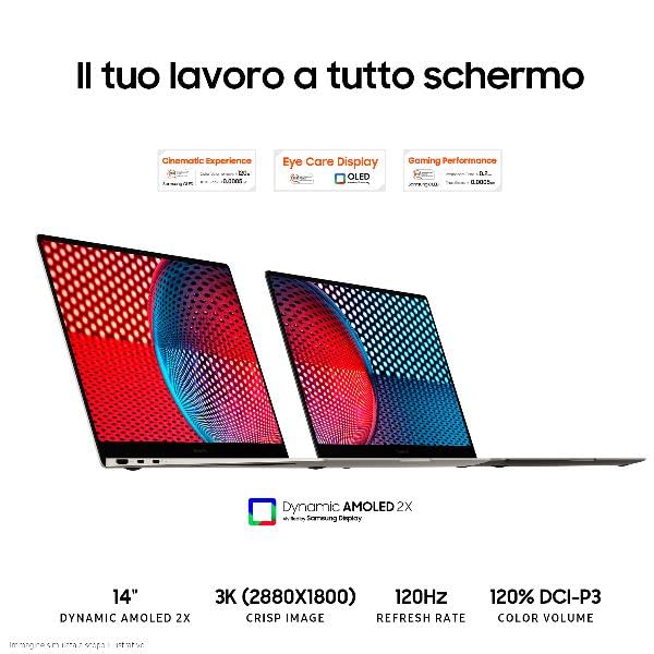 Samsung Galaxy Book3 Pro Intel Core i7-1360P 16GB Intel Iris Xe SSD 512GB 14" WQXGA Win 11 Pro - Disponibile in 2-4 giorni lavorativi Samsung