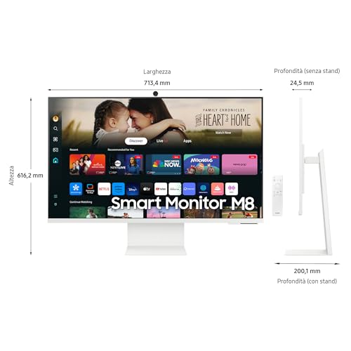Samsung Smart Monitor M8 32" VA 60Hz 4K UHD 4ms Multimediale Pivot HUB USB HDMI - Disponibile in 2-4 giorni lavorativi Samsung