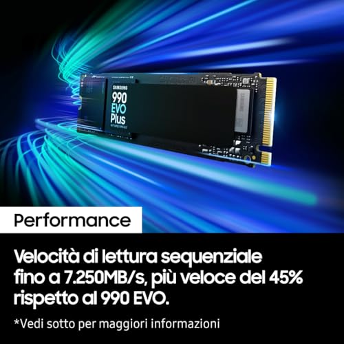 Samsung 990 EVO Plus SSD 2TB M.2 NVMe 7,250/6,300MB/s PCi Ex 4.0/5.0 - Disponibile in 2-4 giorni lavorativi Samsung