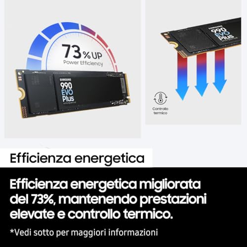 Samsung 990 EVO Plus SSD 2TB M.2 NVMe 7,250/6,300MB/s PCi Ex 4.0/5.0 - Disponibile in 2-4 giorni lavorativi Samsung