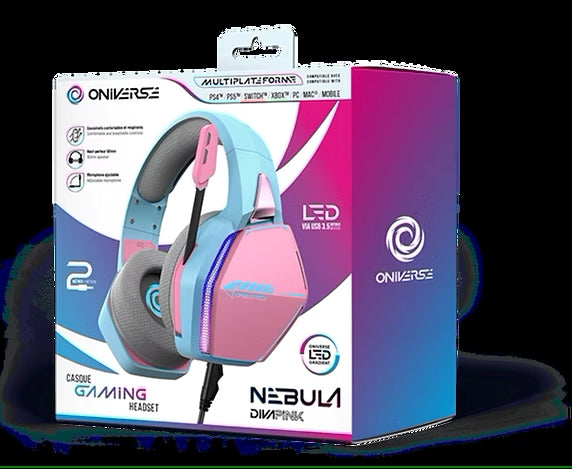 ONIVERSE - Cuffie Gaming Nebula - Diva Pink (Multiplatform) - Disponibile in 2/3 giorni lavorativi GED