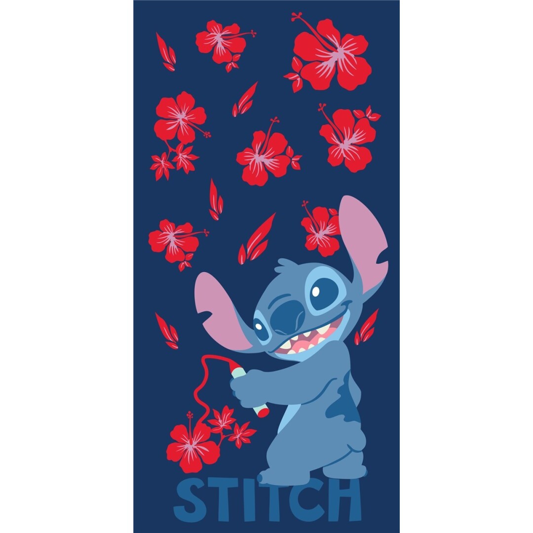 AYMAX - DISNEY - Stitch "Flowers" - Beach Towel 100% Cotton - 70x140cm AyMax