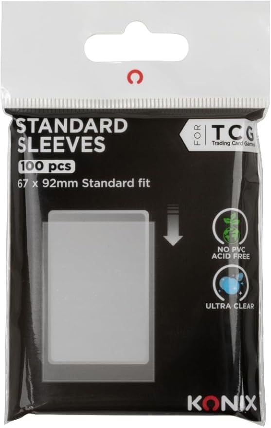 KONIX - BUSTINE PROTETTIVE STANDARD 67 X 92 MM - 100 BUSTINE - COMPATIBILI CON LORCANA, MAGIC THE GATHERING, POKÉMON - PLASTICA - TRASPARENTE KONIX