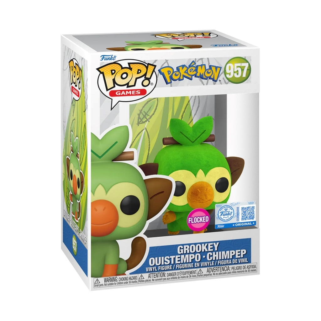 FUNKO POP Games: Pokemon - 957 Grookey (Flocked) (Exclusive) 9cm Funko