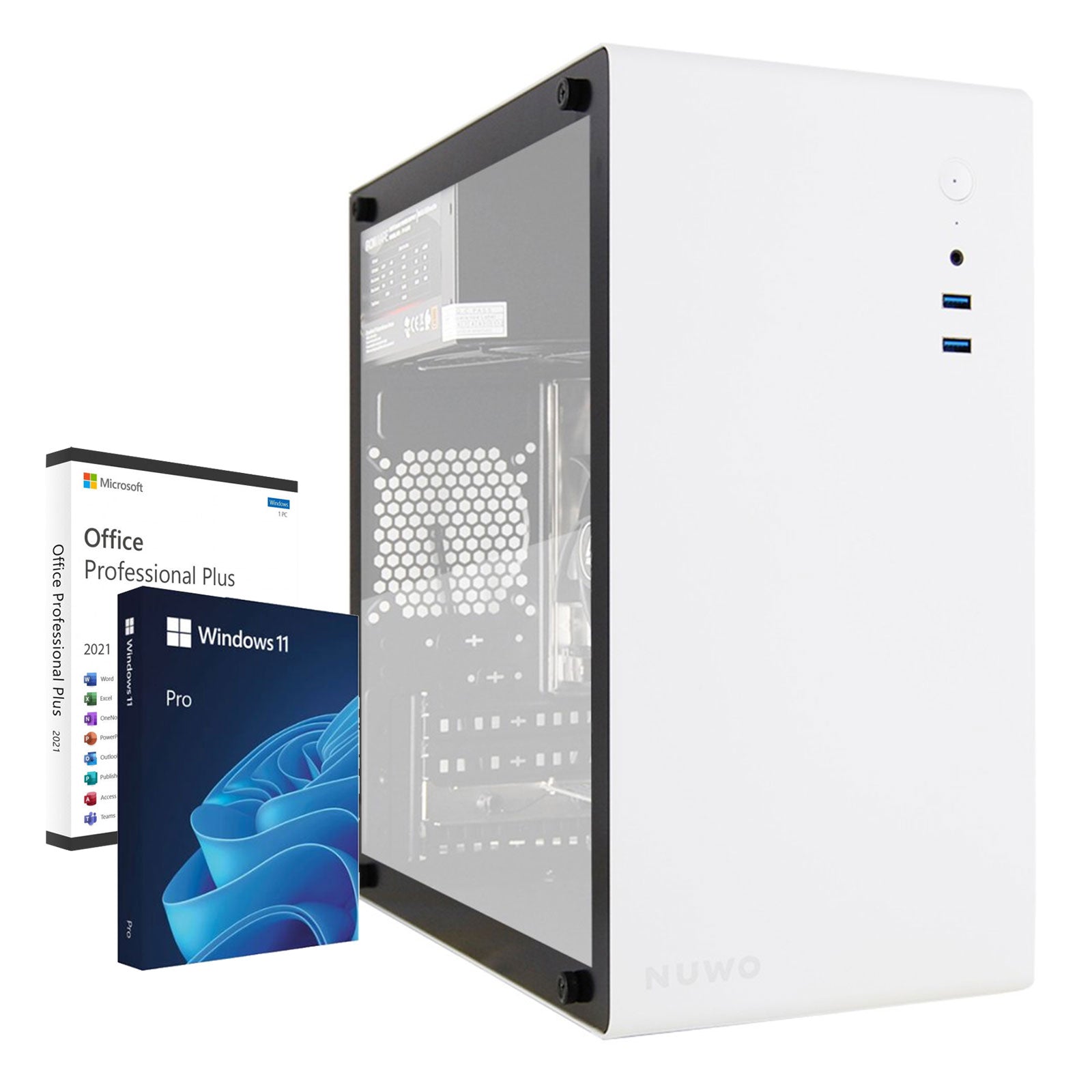 PC Computer Assemblato PRO CPU Intel i5-14600K Ram 16GB SSD 1TB WiFi BT Bianco Windows 11 Pro + Office 2021 GameSIDE&Tech