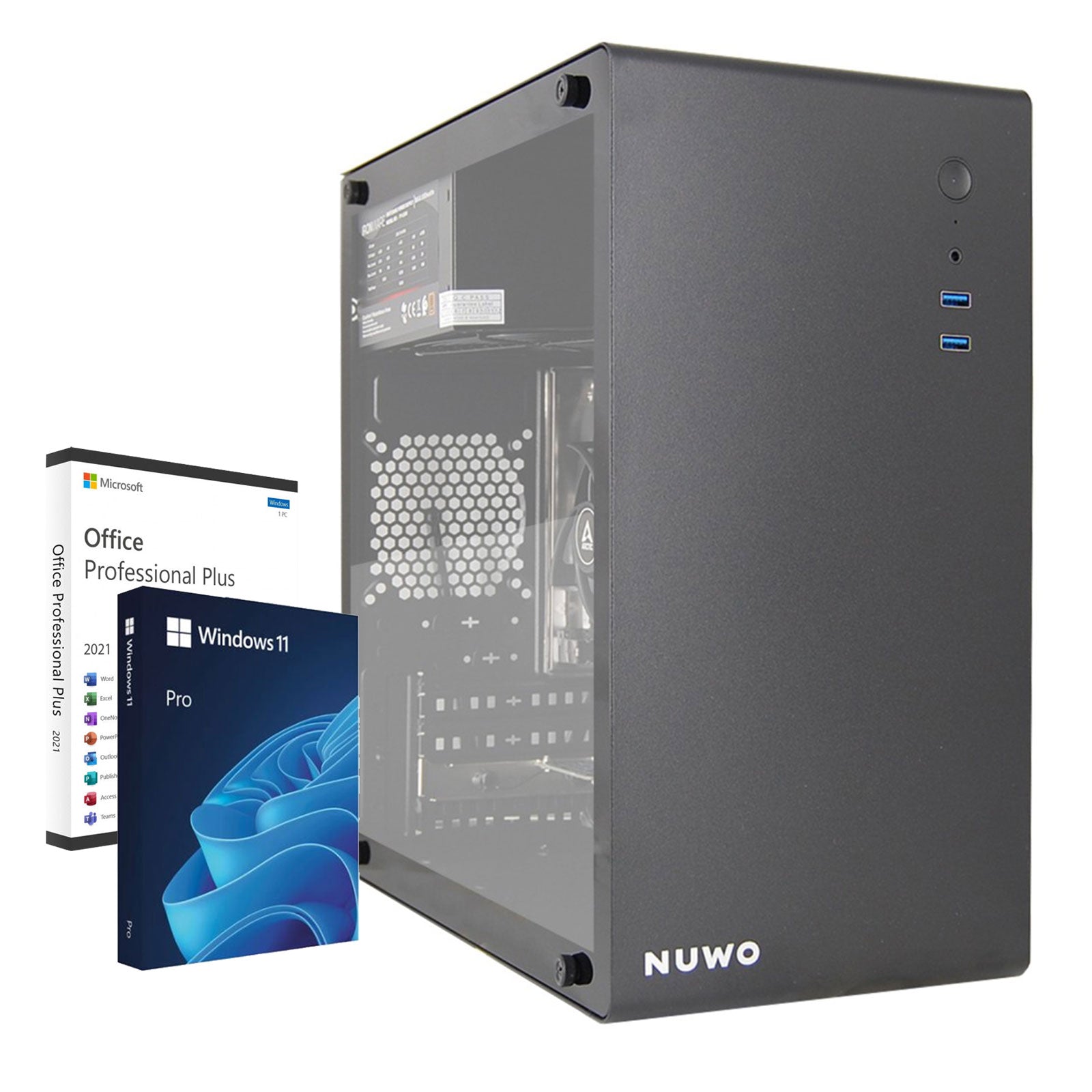 PC Computer Assemblato PRO CPU Intel i5-14600K Ram 16GB SSD 500GB WiFi BT Nero Windows 11 Pro + Office 2021 GameSIDE&Tech