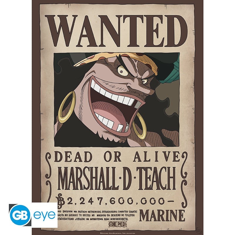 ABYSTYLE ONE PIECE - Poster: "Wanted Blackbeard" (52x38) - Disponibile in 2/3 giorni lavorativi Abystyle