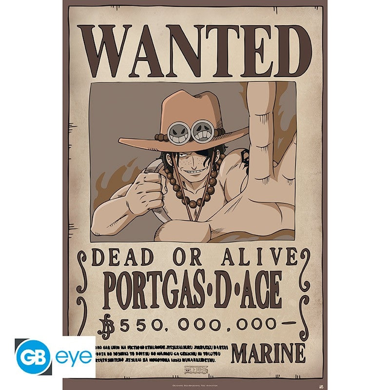 ABYSTYLE ONE PIECE - Poster Maxi (91.5x61): "Wanted Ace - Disponibile in 2/3 giorni lavorativi Abystyle