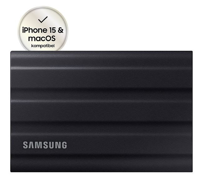 SSD Esterno Samsung T7 Shield MU-PE4T0S - SSD - crittografato - 4 TB - PCs, Macs, Android-Geräte, Smart TVs - USB 3.2 Gen 2 (USB-C Steckverbinder) 256-Bit-AES Nero (MU-PE4T0S/EU) - Disponibile in 5-6 giorni lavorativi Samsung