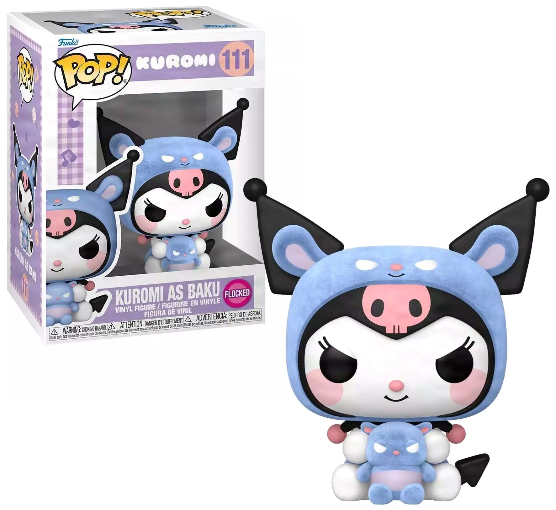 FUNKO POP Sanrio: Kuromi - 111 Kuromi As Baku (Flocked) (Exclusive) 9cm - Disponibile in 2/3 giorni lavorativi Funko