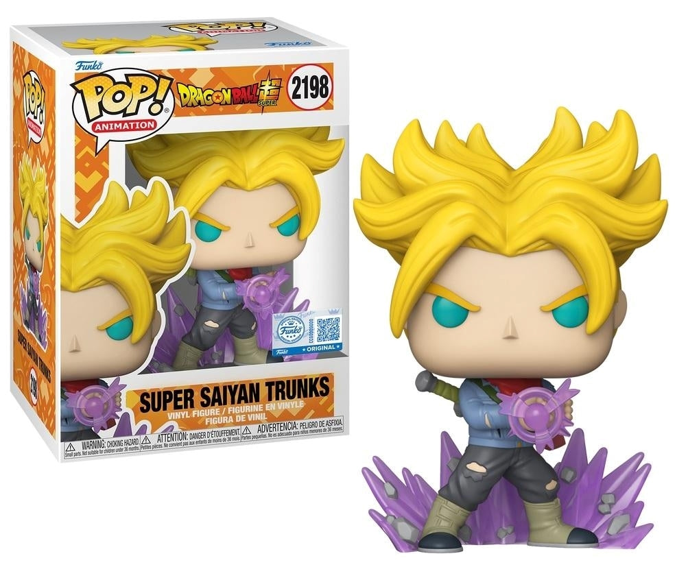 FUNKO POP Animation: Dragon Ball Super - 2198 SS Trunks (Exclusive) (Glows In The Dark) 9cm - Disponibile in 2/3 giorni lavorativi Funko