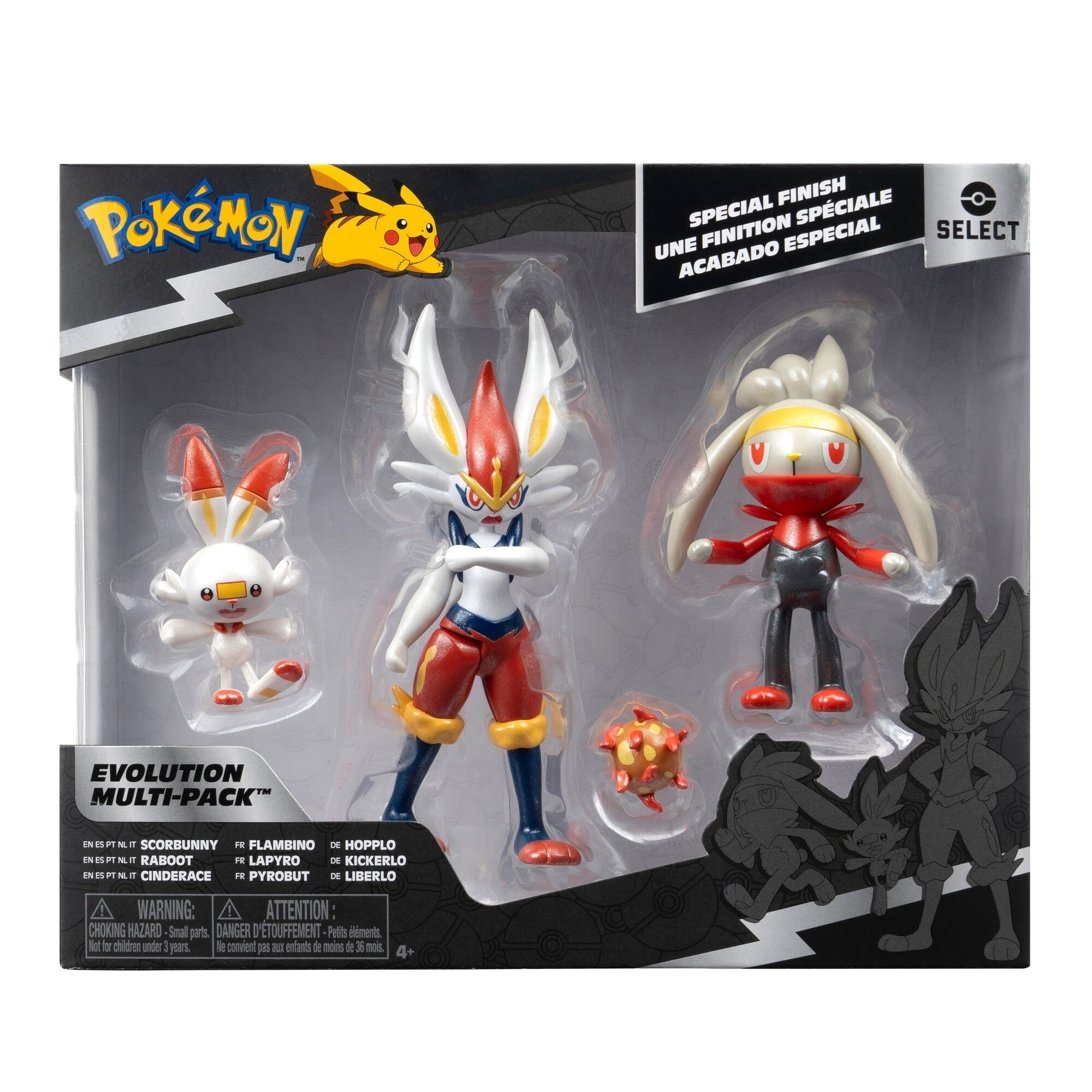 JAZWARES Select Evolution: Pokemon - Multipack (Scorbunny, Raboot, Cinderace) 3pz Jazwares