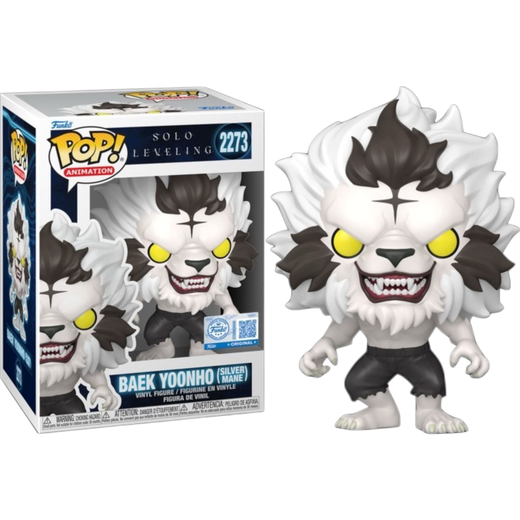 FUNKO POP Animation: Solo Leveling - 2273 Beak Yoonho With Chase (Silver Mane) (Exclusive) 9cm Funko