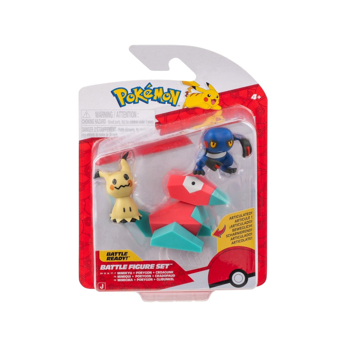 JAZWARES Battle Figure Pack: Pokemon - Croagunk, Mimikyu & Porygon Jazwares