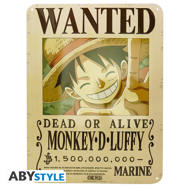 ONE PIECE - Targa in metallo: "Luffy Wanted New World" - Disponibile in 2/3 giorni lavorativi
