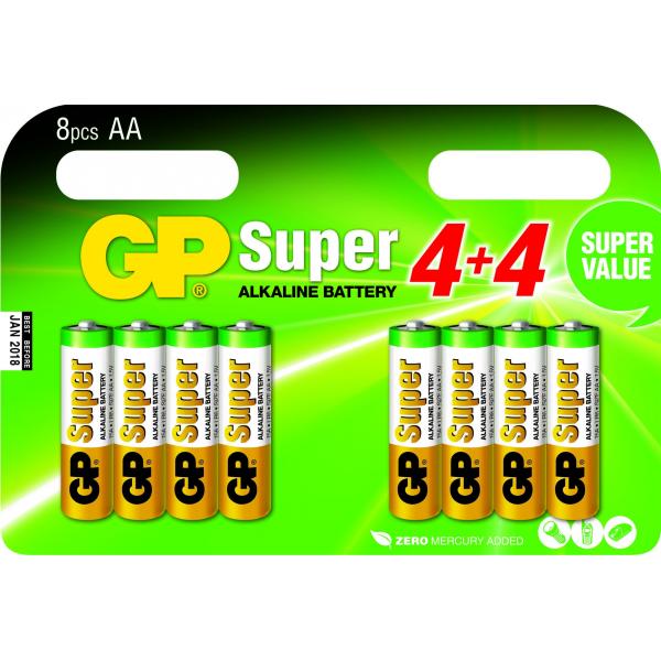 Pile Alkaline GP AA Super (blister 8pz) - Disponibile in 2/3 giorni lavorativi