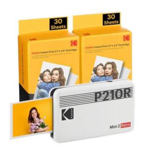 Kodak Mini 2 Retro P210R Stampante Fotografica BT +60 Fogli White - Disponibile in 2-3 giorni lavorativi Kodak
