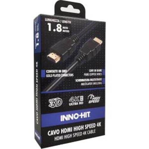 Inno-Hit Cavo HDMI High-Speed 4K HDR 60hz 1.8m Nero - Disponibile in 2-3 giorni lavorativi Inno-hit