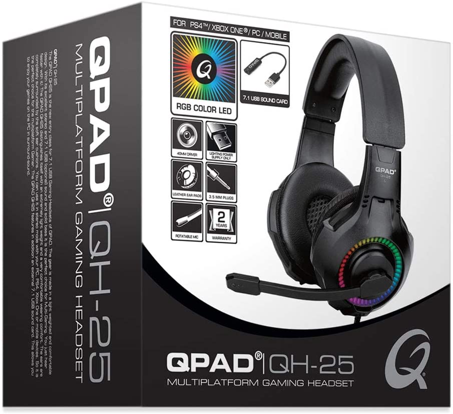 Cuffie gaming con microfono QPAD QH-25 con USB 7.1 soundcard
