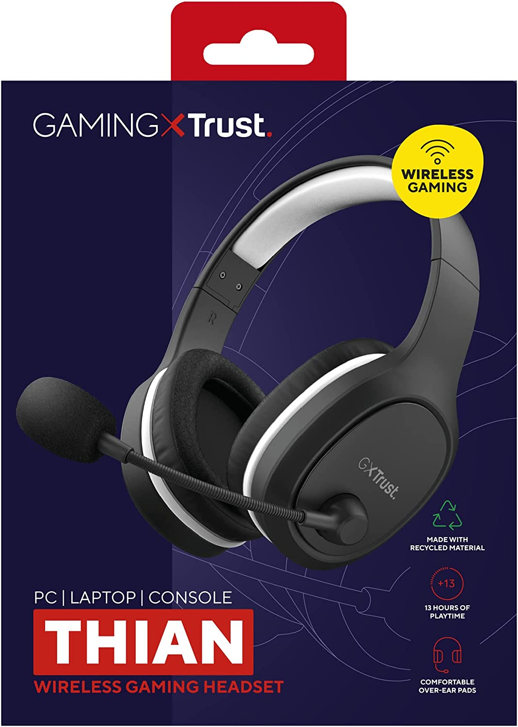 Cuffie wireless PS4 / PS5 / PC Trust Gaming GXT 391 Dongle USB, Over Ear, Ricaricabile - Ecosostenibile