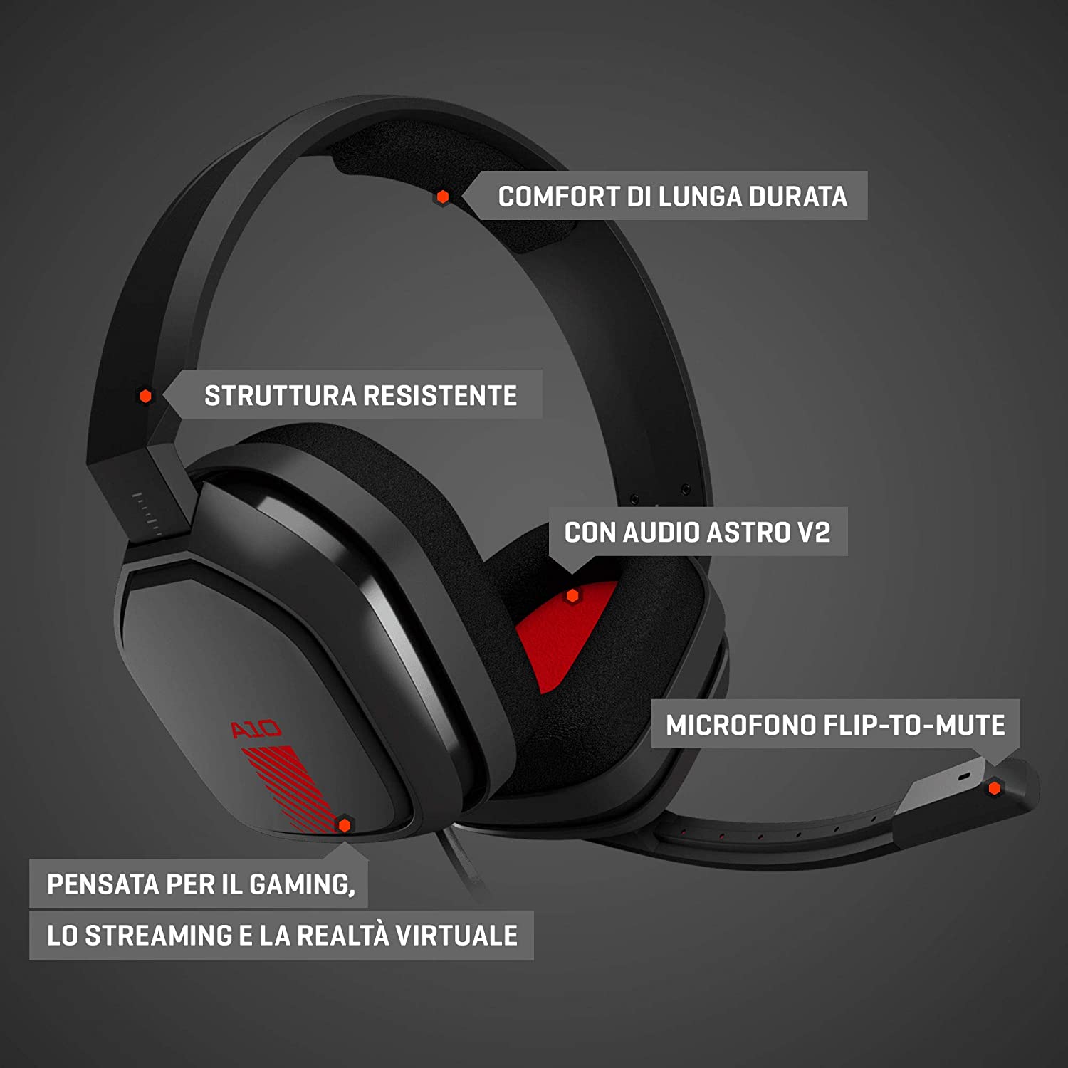 PS4 Astro A10 Gaming Headset Cuffie PS4+PC Red