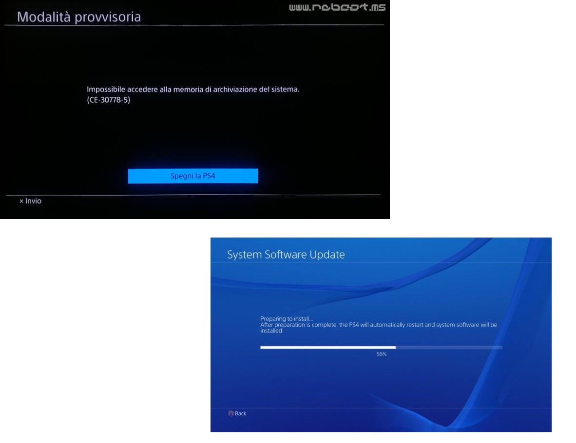 Assitenza Playstation 4 (standard, slim e Pro) - Ripristino console con sistema operativo in caso di sistema bloccato o processo di avvio non riuscito a seguito di aggiornamento - Ritiro e riconsegna con corriere - Disponibilità immediata Assistenza