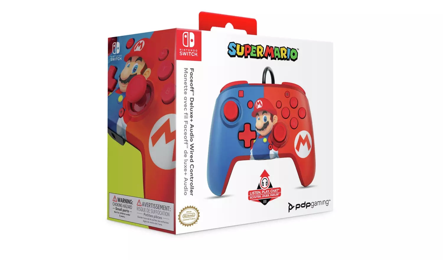 Switch controller con cavo PDP Wired - Controller Faceoff Deluxe+ Audio Super Marioc