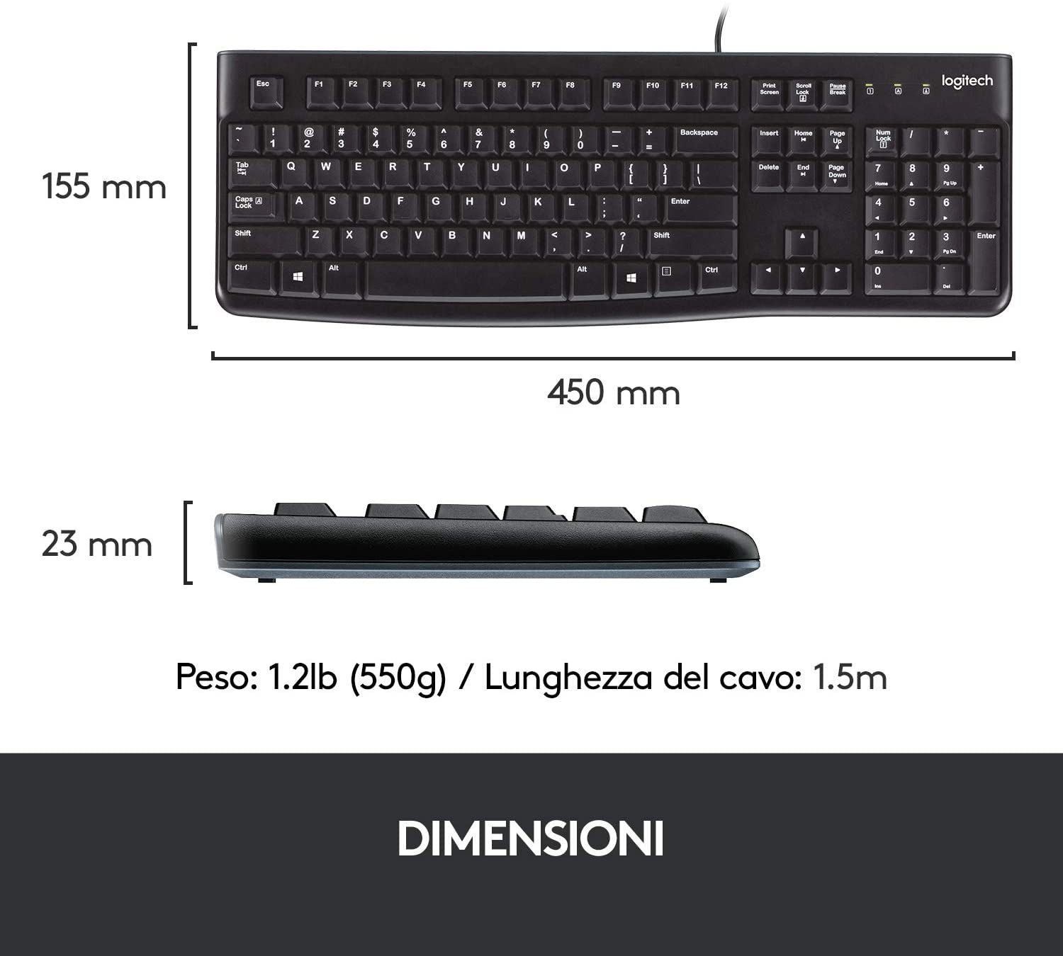 TASTIERA USB LOGITECH K120 BLACK