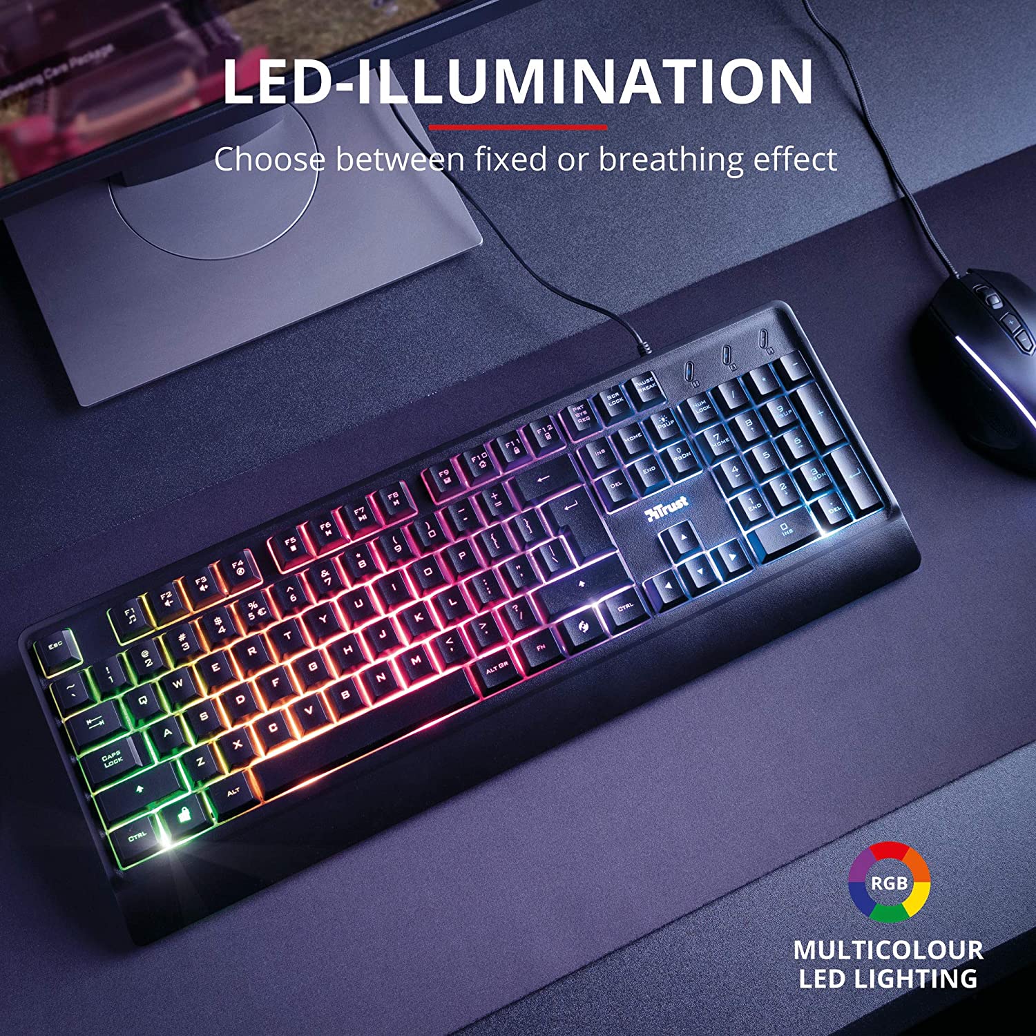 TASTIERA ZIVA GAMING TRUST LED IT RETROILLUMINATA