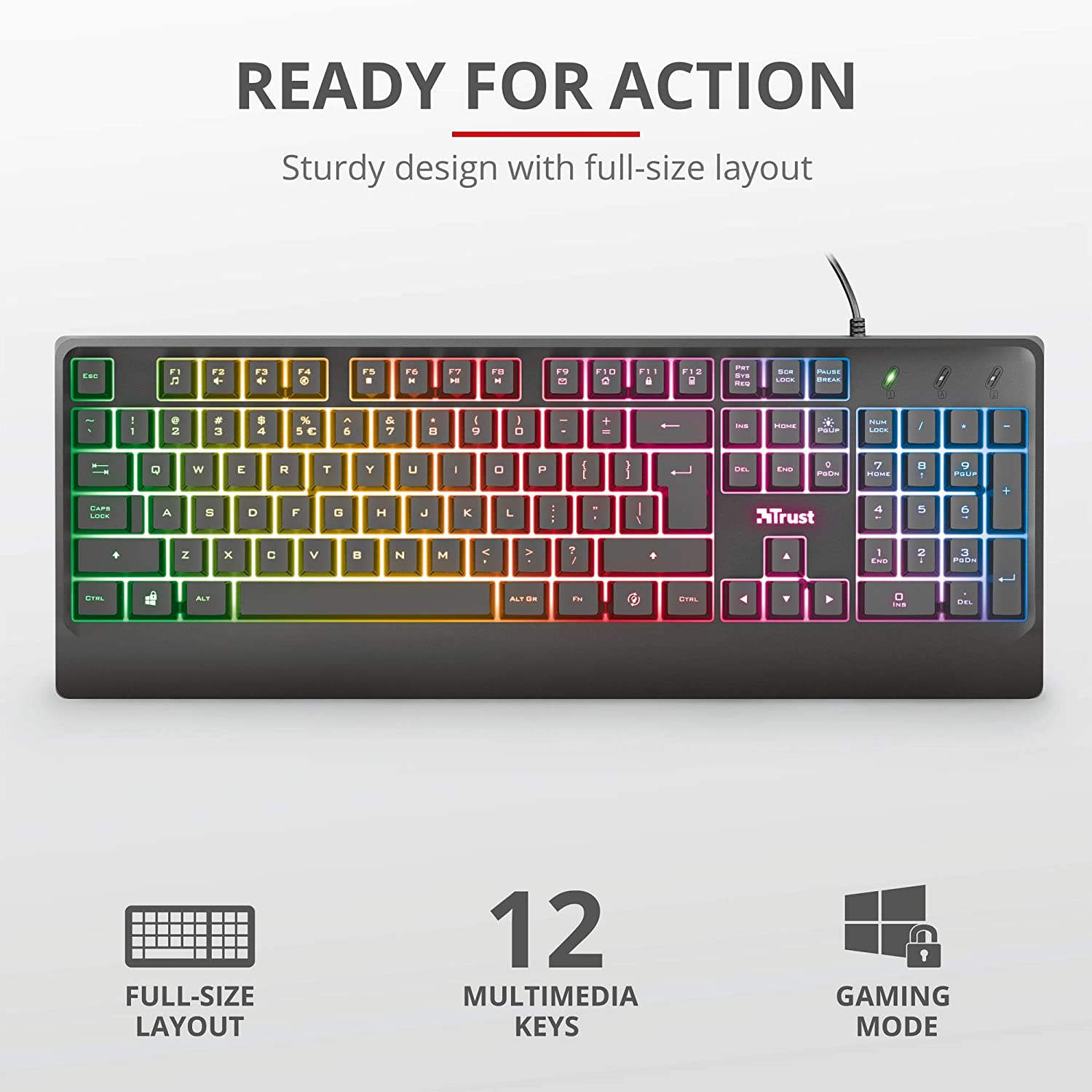 TASTIERA ZIVA GAMING TRUST LED IT RETROILLUMINATA