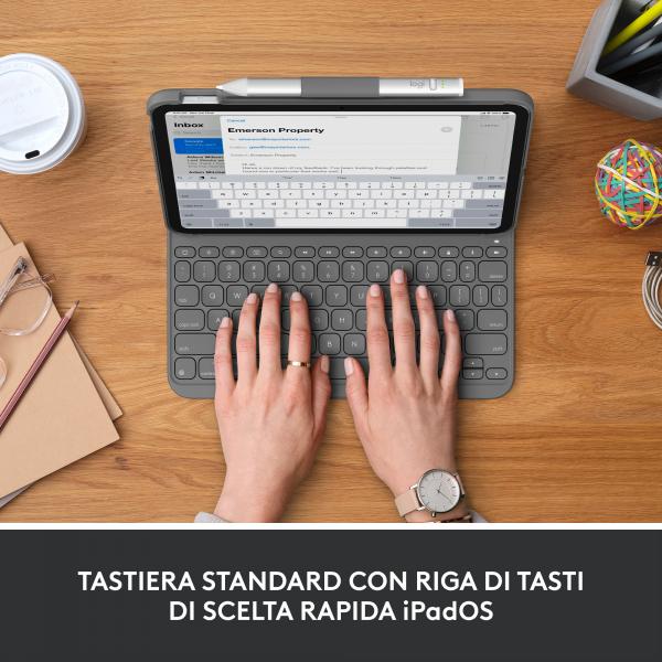 Logitech Custodia con Tastiera Slim Folio per iPad 10a Generazione Grigio - Disponibile in 3-4 giorni lavorativi