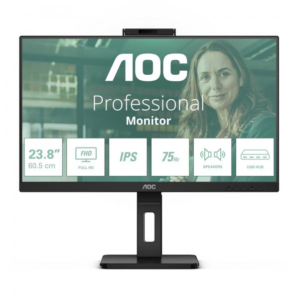 MONITOR AOC 23.8IPS FHD HDMI DP USB MM AOC 24P3QW WEBCAM REG ALTEZZA PIVOT - Disponibile in 3-4 giorni lavorativi