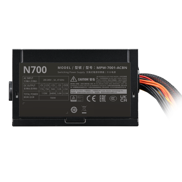 COOLER MASTER ALIMENTATORE ELITE NEX N700 240V 700W 120MM-FAN ACTIVE-PFC PSU - NON-MODULAR - Disponibile in 3-4 giorni lavorativi