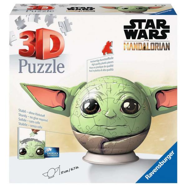 RAVENSBURGER Grogu - con orecchie3D Puzzleball 72 pezzi - Disponibile in 2/3 giorni lavorativi