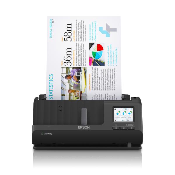 Epson ES-C380W Scanner con ADF + alimentatore di fogli 600 x 600 DPI A4 Nero - Disponibile in 6-7 giorni lavorativi