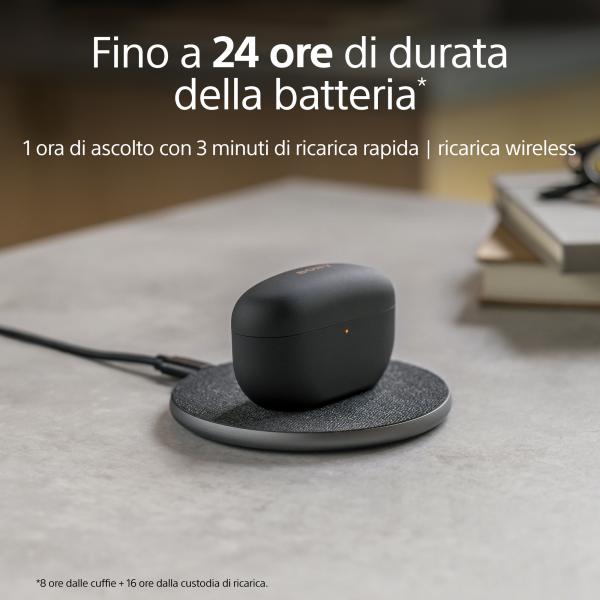 Sony WF-1000XM5 Cuffie Wireless con Noise Cancelling- Durata della batteria fino a 24 ore - Nero - Disponibile in 6-7 giorni lavorativi