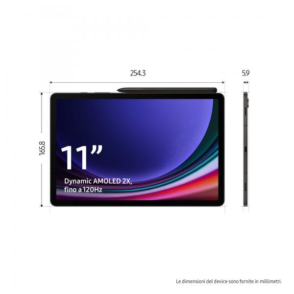 Tablet Nuovo TABLET SAMSUNG GALAXY TAB S9 11" 256GB RAM 12GB WI-FI GRAFITE - Disponibile in 3-4 giorni lavorativi