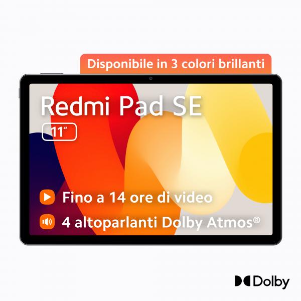 Tablet Nuovo TABLET XIAOMI REDMI PAD SE 11" 128GB RAM 4GB WIFI GRAPHITE GREY EUROPA - Disponibile in 3-4 giorni lavorativi