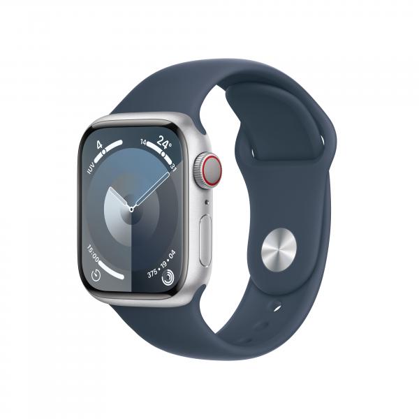 Apple Watch Serie9 Cell 41mm Aluminium Silver Sport Band Storm Blue S/M MRHV3QL/A - Disponibile in 2-3 giorni lavorativi Apple