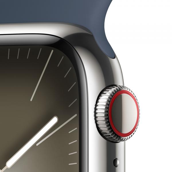 Apple Watch Serie9 Cell 41mm Steel Silver Sport Band Storm Band S/M MRJ23QL/A - Disponibile in 2-3 giorni lavorativi