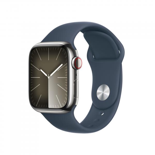 Apple Watch Serie9 Cell 41mm Steel Silver Sport Band Storm Band S/M MRJ23QL/A - Disponibile in 2-3 giorni lavorativi Apple
